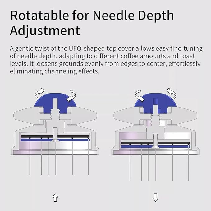 Espresso WDT Tool 58mm, Espresso Distribution Tools with Solid Anti-slip Storage Base for Barista, Equipped with 12 Height-Adjustable Needles Stirrer, Matte Silver