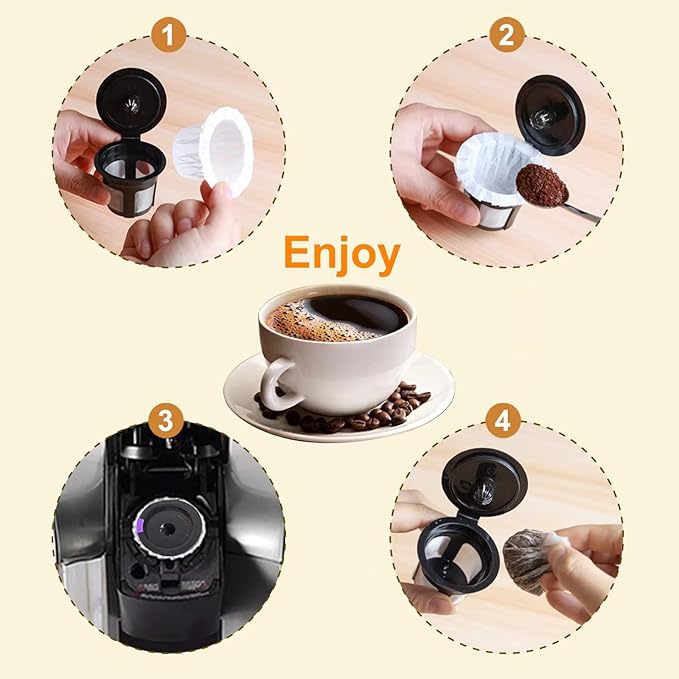 200 Count Coffee Paper Filters Compatible with Keurig Single Serve 1.0 and 2.0, Fits All Brands Reusable K Cup Filters