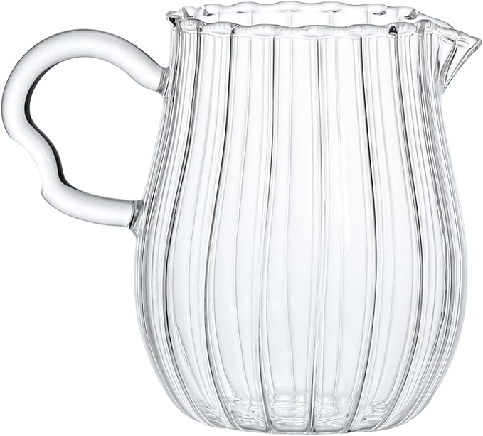 CHOOLD Creative Embossed Stripe Clear Crystal Glass Creamer Pitcher/Serving Pitcher/Sauce Pitcher/Milk Coffee Creamer Jug for Kitchen(4/5.5/9/12oz) (F (6 oz))