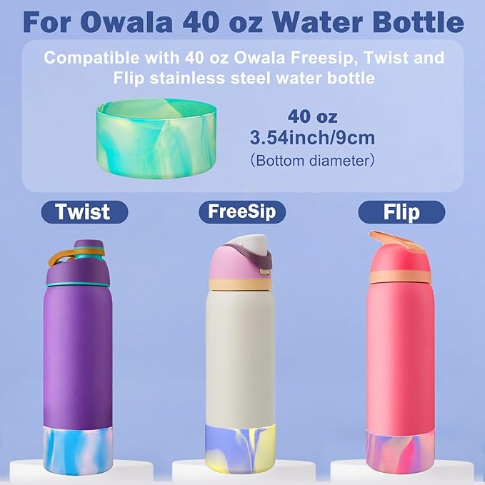 HEYSKAY 2PCS Silicone Boot for Owala Flask Water Bottle Anti-Slip Protective Sleeve for Owala Twist,FreeSip and Flip Stainless Steel Water Bottle BPA-Free Boot Bottom Base