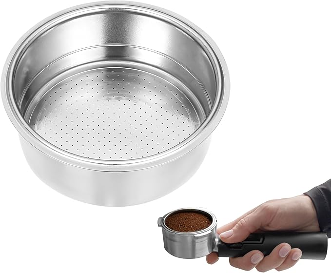 Stainless Steel Coffee Filter, 51mm Pressurized Espresso Filter Basket for Portafilter Machines Espresso Machine Parts Coffee Filters Screen(2 Cups Capacity)