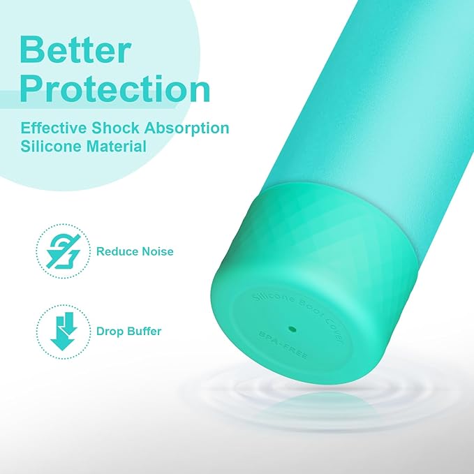 2PCS Silicone Water Bottle Boot for Owala 24oz 32oz 40oz, Anti-Slip Protective Sleeve Bottom Bumper Protector for FreeSip, Twist, and Flip Stainless Steel Water Bottles
