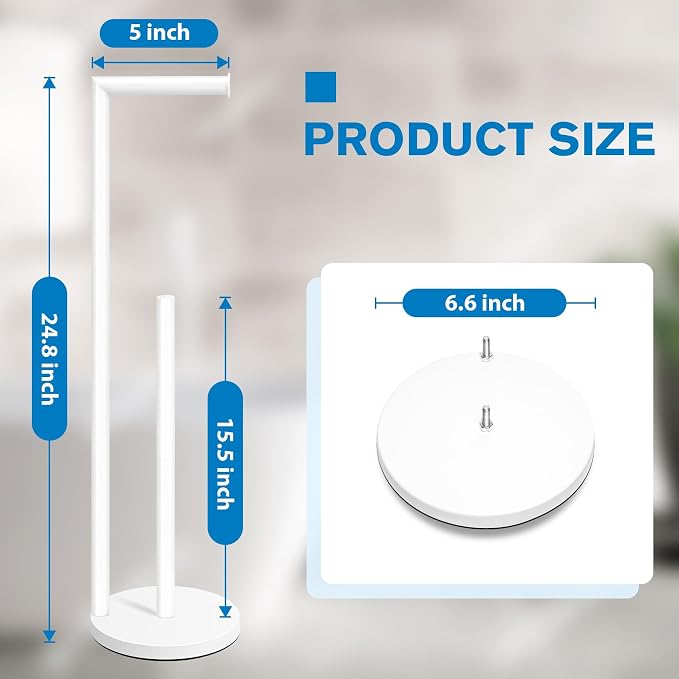 Toilet Paper Holder Stand,Toilet Paper Holder Free Standing,White Toilet Stand Holder for 4 Rolls,Toilet Paper Storage by Bathth