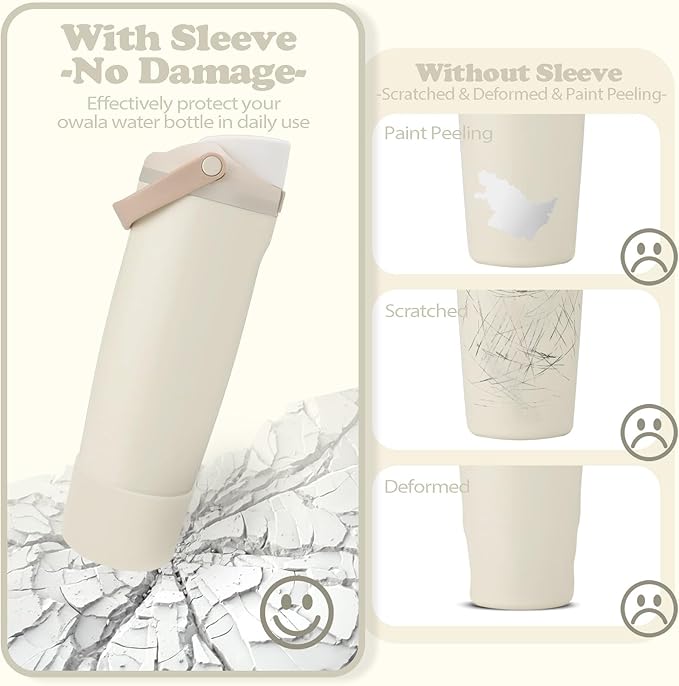 Silicone Boot for Owala 30oz & 40oz FreeSip Sway Bottles & Tumblers - Non-Slip, Scratch-Resistant, Stability Enhancer, Available in 12 Colors (Lightly Toasted)