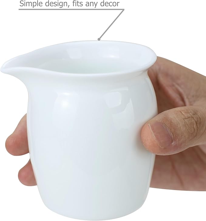 EIKS 2 Pack Ceramic Creamers Pitchers for Serving Coffee Tea Milk Salad Sauce Jam Maple Syrup, Capacity 6oz(200ml)
