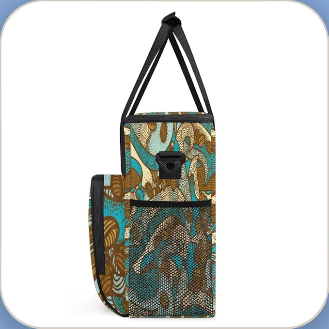 Vintage Boho Coffee Bean Maker Carring Bag Travel Carrying Storage Tote Compatible with Keurig K-Mini or Plus Portable Single Serve Brewer Case Pockets for K-cup Pods