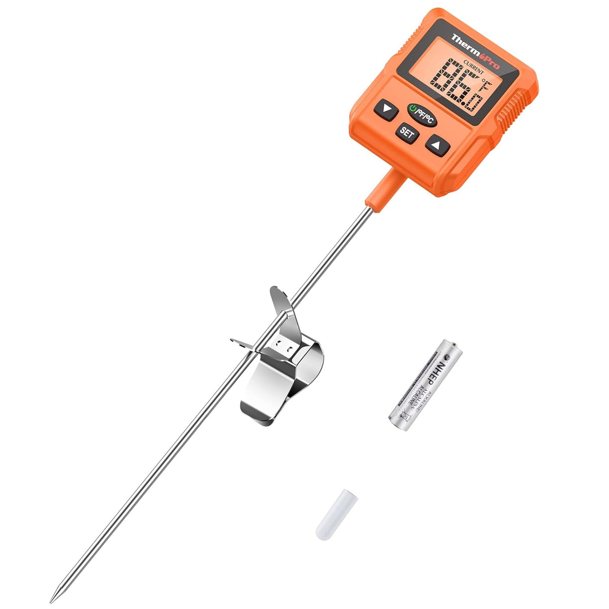 ThermoPro TP510 Waterproof Digital Candy Thermometer with Pot Clip, 8.1" Long Probe Instant Read Food Cooking Meat Thermometer for Grilling Smoker BBQ Deep Fry Oil Thermometer