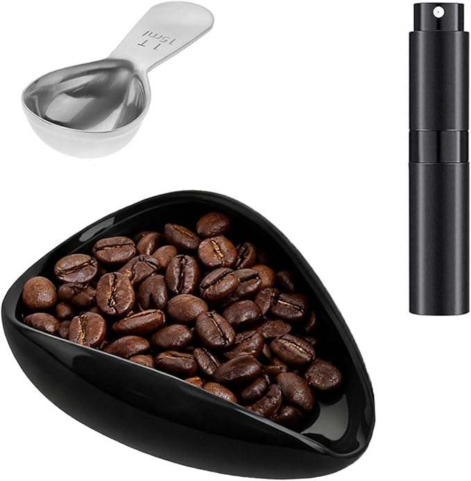 Coffee Bean Dosing Cup Set With Includes Ceramic Measuring Cup Measuring Spoon With and Coffee Spray Bottle Espresso Accessory Kit Measurement Suitable for Both Coffee Shops and Home Use
