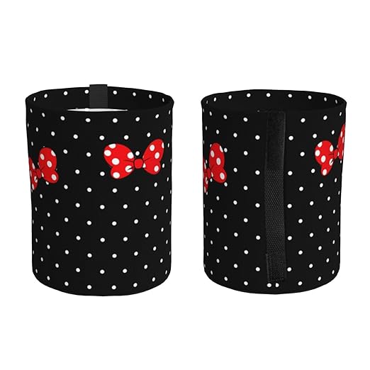 Cute Black Dots Red Bow Car Trash Can Garbage Cans Foldable,Small Hanging Car Organizer Storage Bag Leak Proof, Auto Back Seat Trash Bin Universal for Truck, SUV, Outdoor Travel