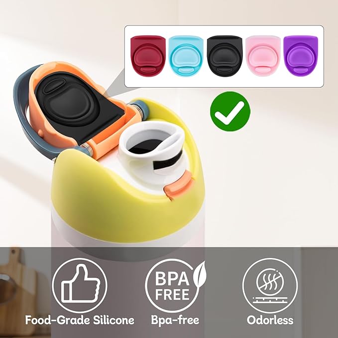 Rubber Seal Replacement Stopper Compatible with Owala Freesip16/19/24/32/40oz Spout Lid,5 Pcs Water Bottle Gasket Silicone Cap Insert Gasket Stopper Replacement Parts Accessories (5 Colors 7)