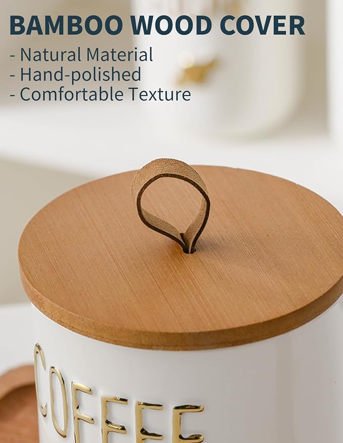 Ceramics Coffee Canisters with Airtight Lids, Simple Style Coffee Bean Storage for Kitchen Countertop, White Coffee Container for Ground Coffee Holder (27.05oz/800ml)