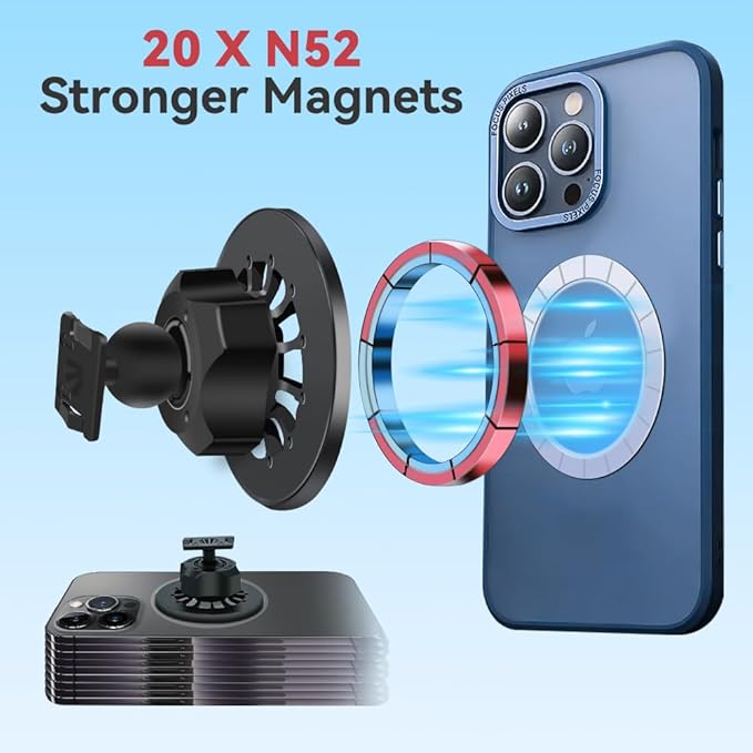BEERTE fits for Magsafe Car Mount for Honda Civic 2016-2021 [20 Strong Magnets] Magnetic Phone Holder for iPhone 17 16 15 14 13 12 MagSafe Case Car Air Vent Cell Phone Navigation Automobile Cradles