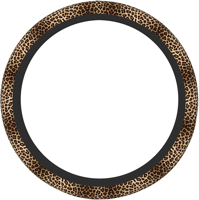 Black and Gold Leopard Universal Fit Steering Wheel Cover for Car, Truck, and SUV, Durable Steering Wheel Protection