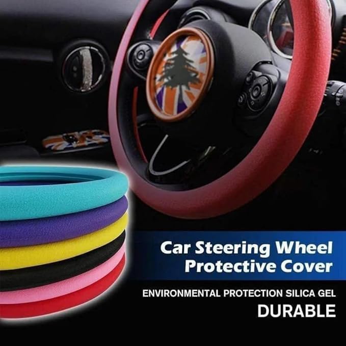 Silicone Steering Wheel Cover, Car Steering Wheel Cover, Anti-Slip Car Steering Wheel Protective Cover, Fit 12.6-16 Inch, for Car SUV Truck Van, for Women & Men (Pink)