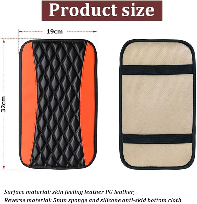 3 Pcs Car Center Console Cover for Jeep Wrangler JL JLU 2018-2025 & Gladiator JT 2020-2025, Leather Armrest Seat Box Cover Protector Comfortable Center Console Armrest Cover,Orange
