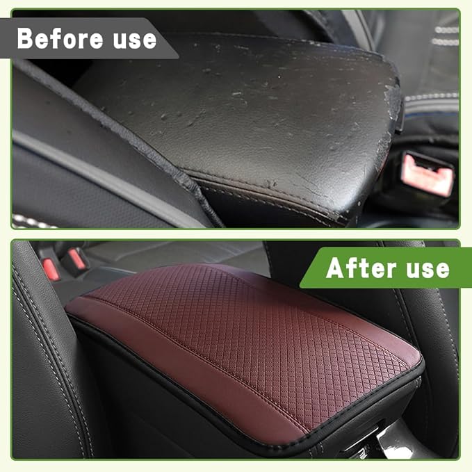 Car Center Console Armrest Pad, 12.6X 7.2 Inch PU Leather Waterproof Auto Armrest Seat Box Cover Protector, Car Center Console Cover, Universal Car Interior Accessories for Cars, Trucks, SUVs