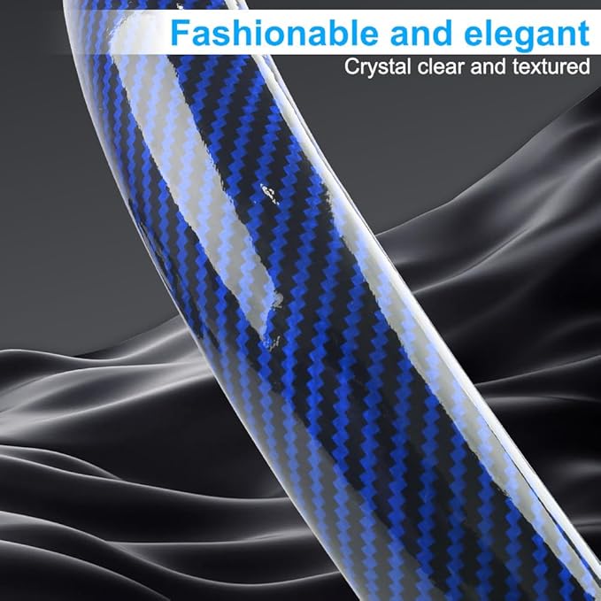 Carbon Fiber Steering Wheel Cover 3PCS, Non-Slip Grip for Universal Cars,Fit for 14–16 Inch Wheels, Interior Accessories for Cars Trucks (Blue)