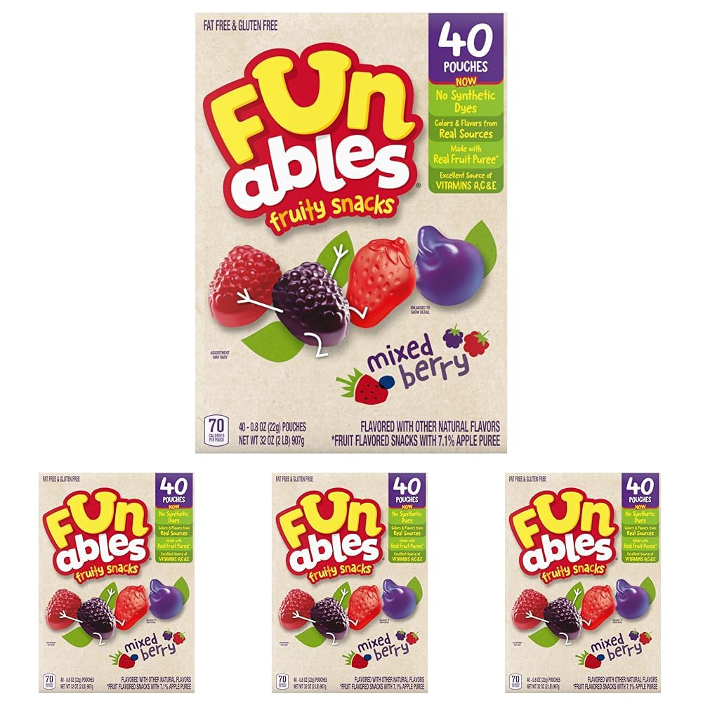 Funables Fruity Snacks, Mixed Berry Flavored Snacks, 32 oz 40 ct