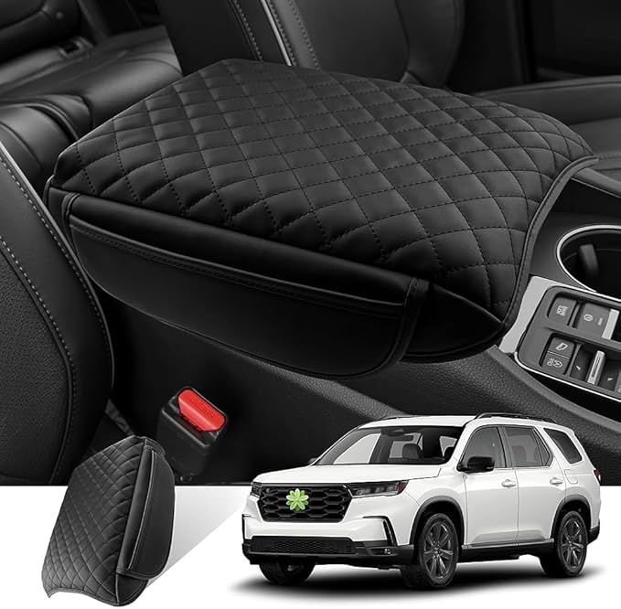 Armrest Cover for 2023-2026 Honda Pilot &2024-2026 Ridgeline &2024-2026 Honda Passport Accessories Center Console Cover Arm Rest Protector Middle Lid Pad Protector PU Leather, Anti-Scratch,Non-Slip