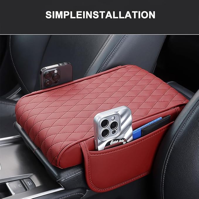 Car Armrest Pad for Subaru Forester SK SJ SH SG SF 5/4/3/2.Gen 2003-2025 Leather Armrest Box Mat Center Console Cushion Pad Universal Armrest Seat Box Cover Protector,Red