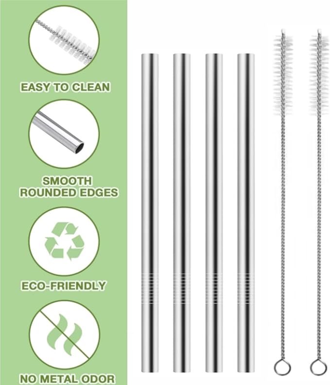 Straw Replacement Compatible for Owala Water Bottle 16oz, Metal Drinking Straw with Cleaner Brush Compatible with Owala FreeSip 16OZ, Stainless Steel Straw Accessories Fit for Owala Water Bottle