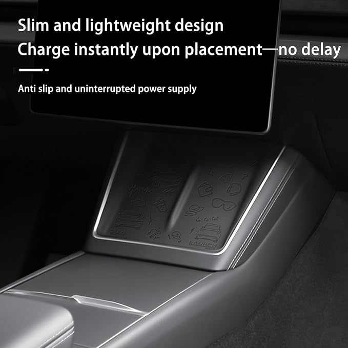 Anti-Slip Wireless Charging Silicone Protective Pad for Tesla Model Y/3 2025-2026, Durable ABS Material, Easy Installation