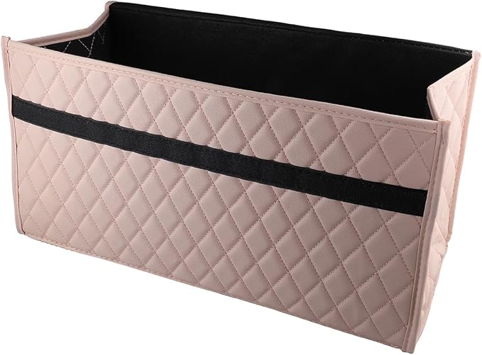 Trunk Organizer for Car,Foldable Car Organizer Back Seat,Tool Storage Organizer for Suv,Car Trunk Organizer and Storage for Sedan (Leather-Pink, 19.9 inch*9.5 inch)
