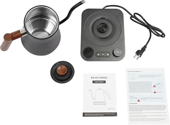 Electric Kettle Gooseneck Kettle for Pouring Over Water Coffee Tea 1200W Quick Heating 0.24Gal Capacity (Black)