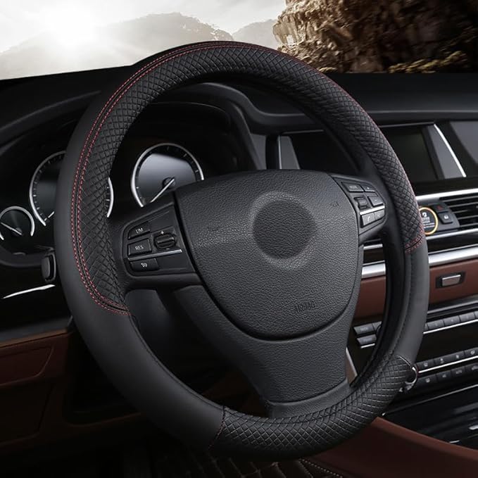 Steering Wheel Cover for Honda Accord 2023 2024 2025, Leather Easy Installation Car Interior Accessories Breathable Auto Protector Non Slip Grip,Black