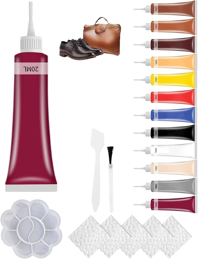 2026 Upgraded Advanced Leather Repair Gel, Multifunctional Leather Repair Kit for Car Seat Vinyl Repair Kit, Professional Leather Repair Coloured Cream Gel, Couch and Jacket Repair Kit (Dark Red*)
