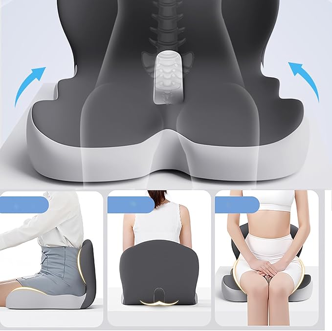 Back and Seat Cushion, Car Seat Cushion for Cars with Lumbar Support,Seat Cushion for Truck Driver, Ergonomic Memory Foam Non Slip Seat Skin with Back Support for Office Chair, Car Seat (E Type)