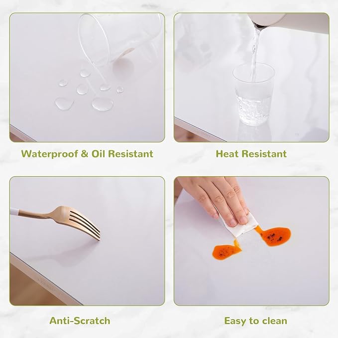 44 x 104 Inch Clear Table Cover Protector, Clear Table Protector for Dining Room Table, 1.5mm Plastic Table Cover, Waterproof Table Pad for Kitchen, Office