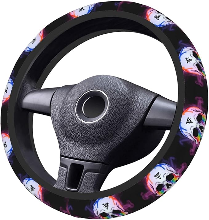 Cool Funny Crying Skull Neoprene Steering Wheel Covers Women Men Car Accessories, Universal 15 Inch Fit Auto, Suvs, Truck