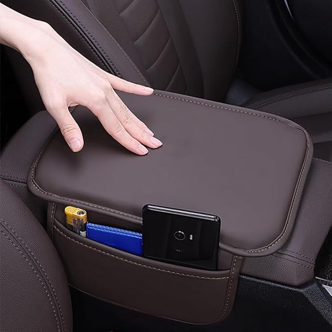 Car Armrest Box Pad for Infiniti QX60/Q50L/QX50/QX55/Q60 Leather Car Armrest Box Cushion Waterproof Center Console Mat Armrest Mat Armrest Cover Accessories,Black-Without Storage Bag