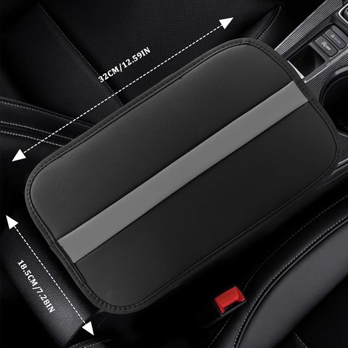 Car Center Console Cushion Pad, Arm Rest Cover for Car, Leather Waterproof Auto Armrest Seat Box Protector, Auto Armrest Storage Box Accessories Fits for Most Vehicles, SUVs, Trucks (Grey)