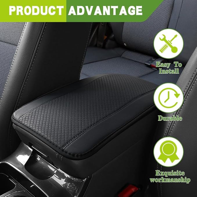 Car Center Console Armrest Pad, 12.6X 7.2 Inch PU Leather Waterproof Auto Armrest Seat Box Cover Protector, Car Center Console Cover, Universal Car Interior Accessories for Cars, Trucks, SUVs