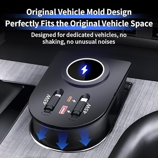 Car USB Hub Docking Station for Toyota Sienna 2021 2022 2023 2024 2025 2026 Type-C Fast Charger Auto Interior Centre Console Accessories Cigarette Lighter Decoration Phone Wireless Charging Adapter