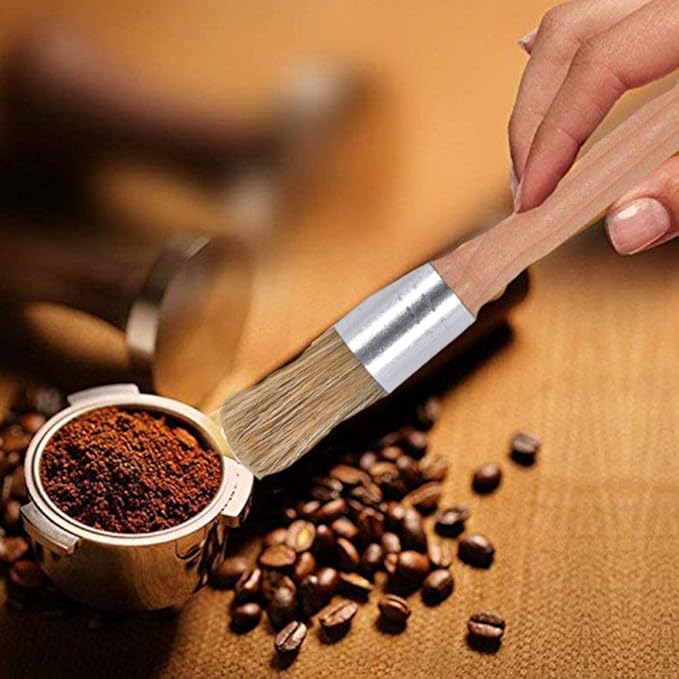 Coffee Machine Cleaning Brush Set - 4 Piece Set Including Wooden and Nylon Brushes for Grinders and Group Heads