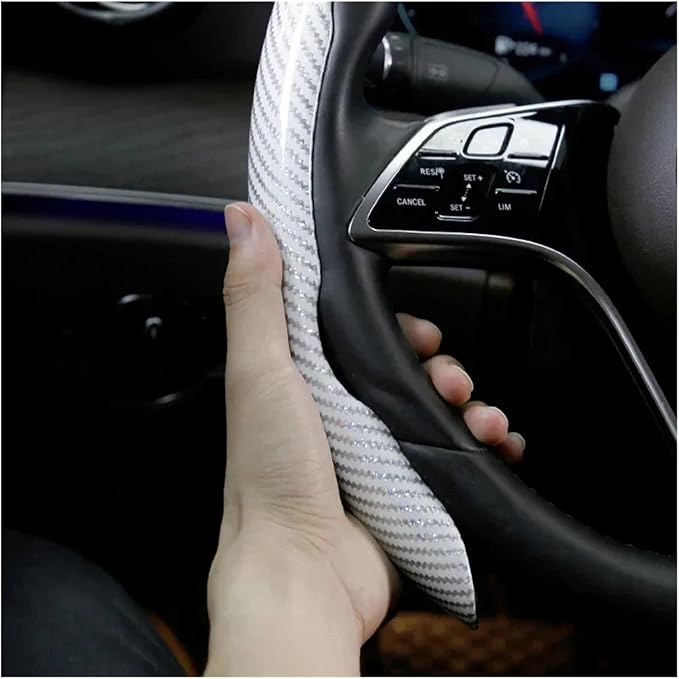 1/2PCS Laser Perforated Steering Wheel Cover, Microfiber Leather and Silicone Non-Slip Grip(2pcs Black)