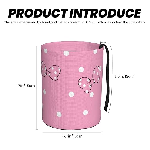 Cute Pink White Polka Dots Car Trash Can Garbage Cans Foldable,Small Hanging Car Organizer Storage Bag Leak Proof, Auto Back Seat Trash Bin Universal for Truck, SUV, Outdoor Travel