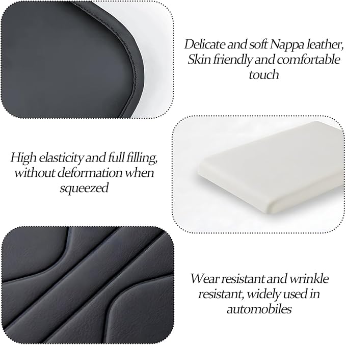 HZEL Car Center Console Cover, Scratch & Wear Resistant Soft Leather Vehicle Armrest Seat Box Cushion Pad with 2 Storage Bag, Waterproof Automotive Interior Protector, Universal Fit (Black)