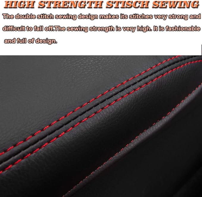BOYOUS Car Armrest Cover Waterproof Center Console Pad Covers Scratch Resistance Leather Protector Interior Decoration Accessories Fit for Cadillac XT5 2016-2025 XT6 2020-2025（Red Stitches）