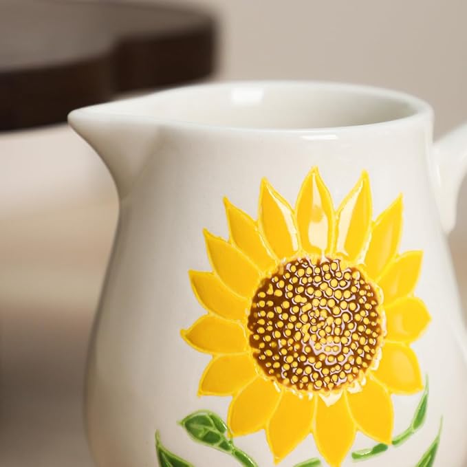 Sunflower Ceramic Milk Creamer with Handle