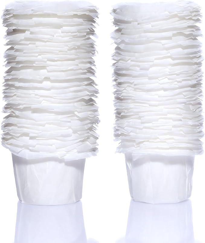 Disposable K Cup Filters, 100 Count Disposable Paper Filters for Keurig Reusable K Cups, White