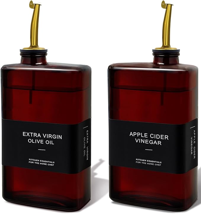 Dark Olive Oil Dispenser Bottle for Kitchen 11.8oz, Light-Blocking Cooking Oil Cruet, Oil and Vinegar Dispenser Set, Soy Sauce Container, Coffee Syrup Bottles (Dark Red, 11.8oz, Set of 2)