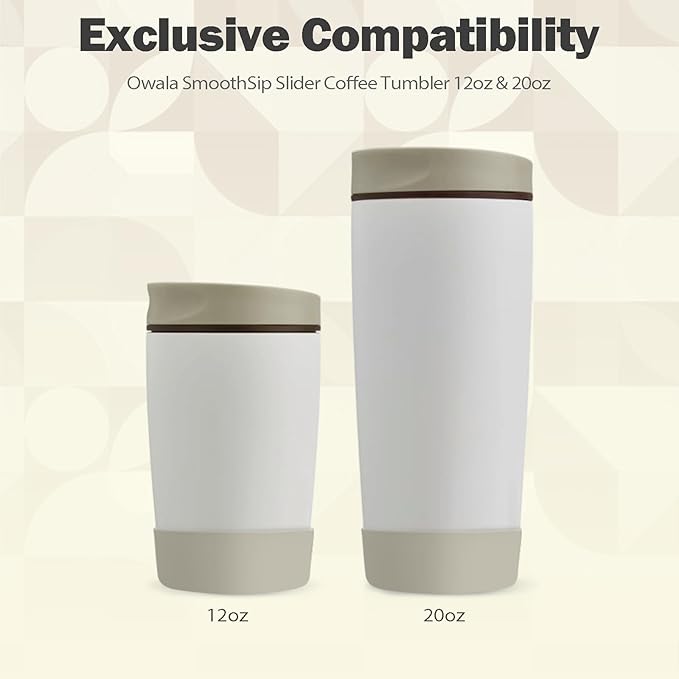 2pcs Silicone Boot for Owala SmoothSip Slider Coffee Tumbler 20oz 12oz, Anti-Slip Sleeve for Travel Coffee Mug, Protective Accessories for Owala BPA Free (Vanilla Bean)