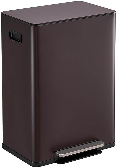 SIMPLI-Magic Infinity Edge 60L / 16 Gallon Kitchen Trash Can - Hands-Free Step Pedal, Soft-Close Lid, Stainless Steel Garbage Can with Inner Bucket
