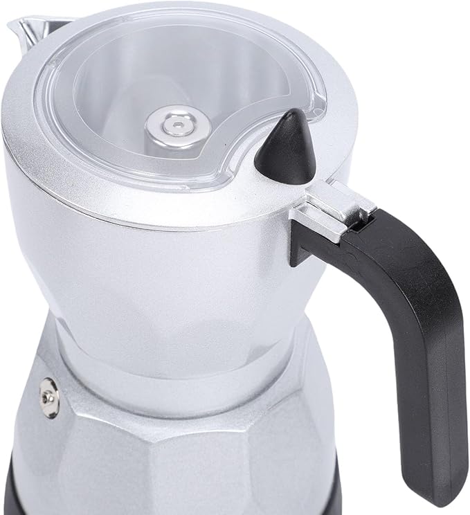 Electric Espresso Coffee Maker, 3 Cup Aluminum Italian Coffee Pot, Electric mokas Pot, Cuban Coffee Maker, Portable Mocha Pot Espresso Maker, Coffee Machine mokas Maker (Silver)