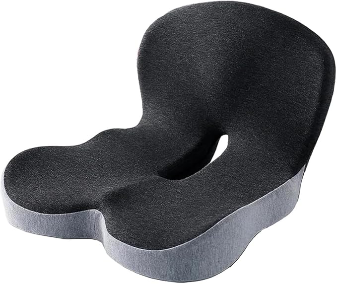 Seat Cushion Memory Foam Pads Seat Cushion for Truck Driver,Office Chair Cushion Home Chair Ergonomic Back Support Memory Foam Chair Cushion for Long Sitting Office Worker (Dark Grey)