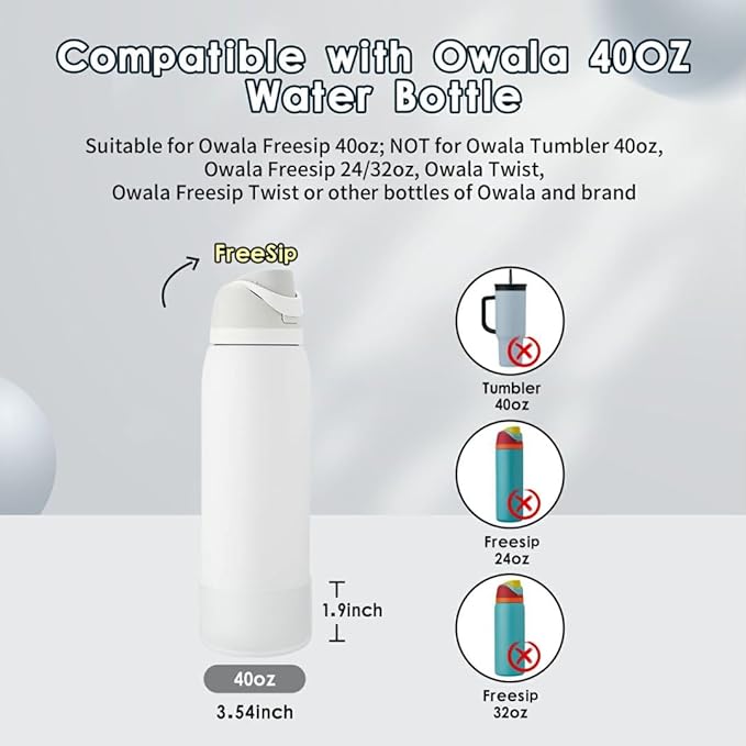 2PCS Silicone Water Bottle Boot, Compatible with Owala 24oz 32oz 40oz, Protective Anti-Scratch & Anti-Dent No Noise Sleeve Cover for FreeSip/Twist/Flip Water Bottles (Transparent, 40oz)